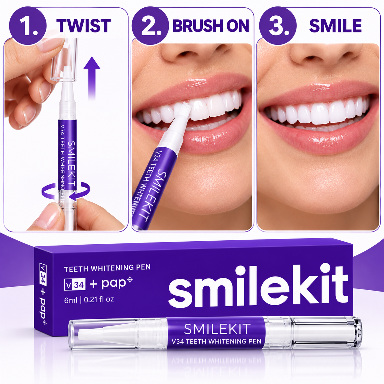 Smile Bright™ x3 Purple Teeth Whitening Pens