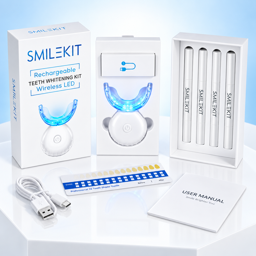 Smile Bright™ Rechargeable Teeth Whitening Kit Wireless LED