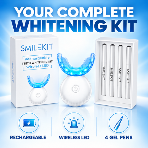 Smile Bright™ Rechargeable Teeth Whitening Kit Wireless LED