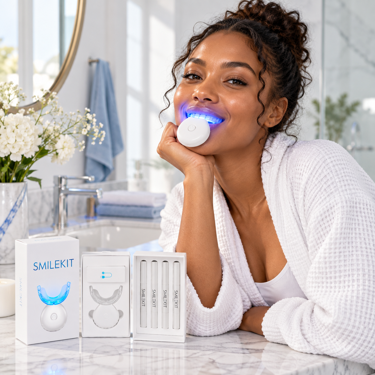 Smile Bright™ Rechargeable Teeth Whitening Kit Wireless LED