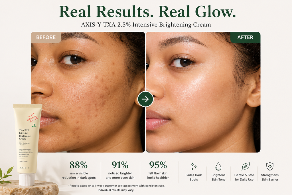 Real results before and after using the brightening cream